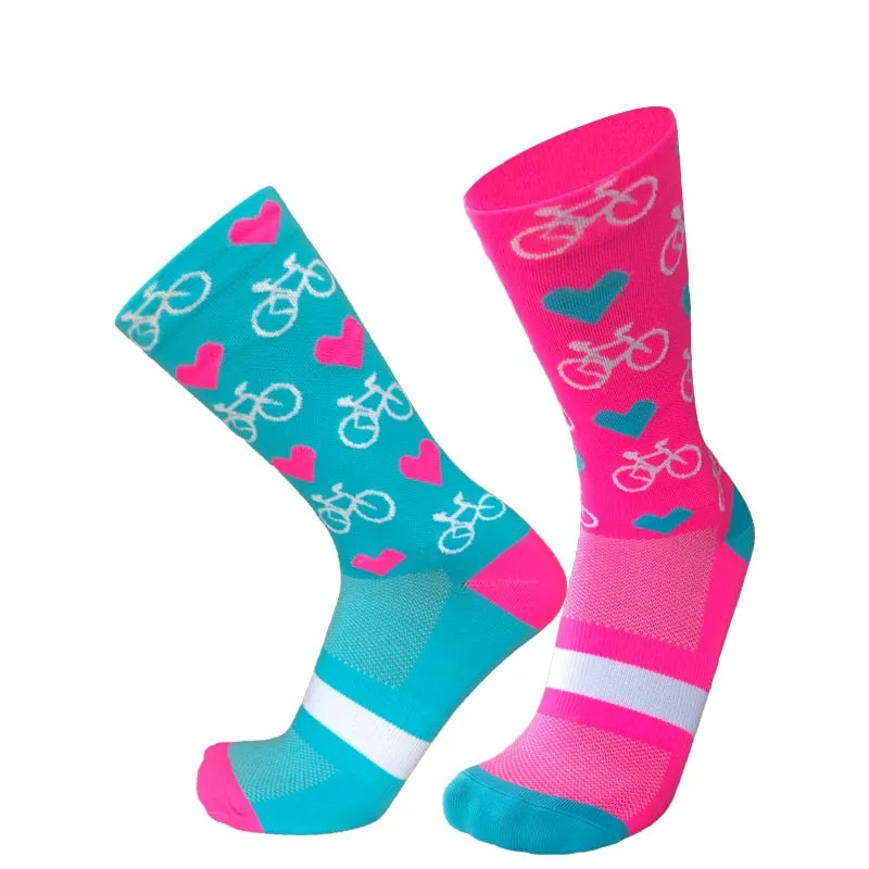 Unisex Heart Design Cycling Socks