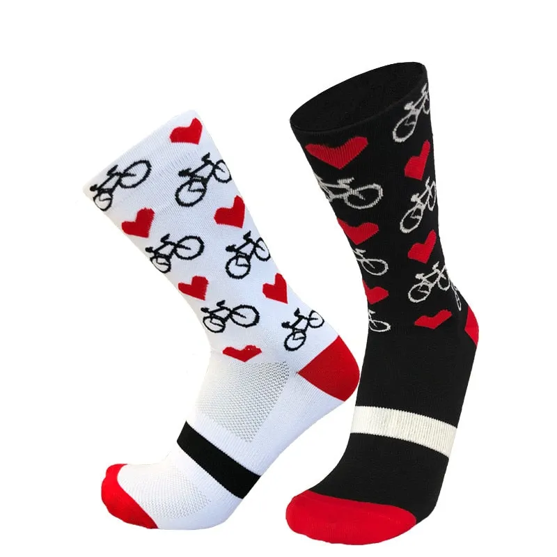 Unisex Heart Design Cycling Socks