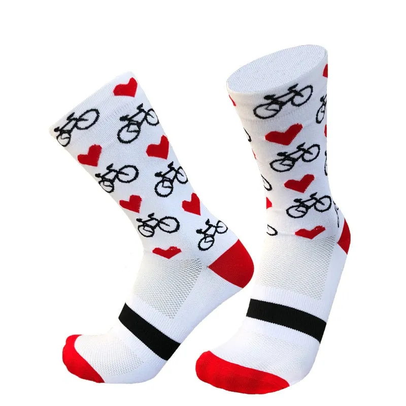 Unisex Heart Design Cycling Socks