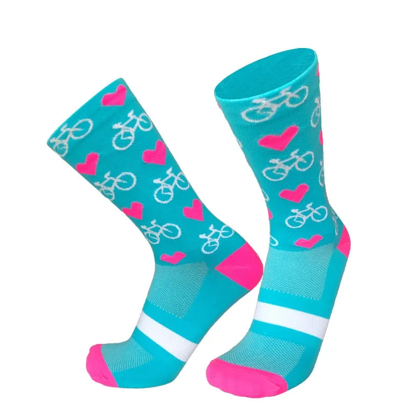 Unisex Heart Design Cycling Socks