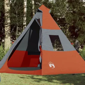 vidaXL Camping Tent Tipi 7-Person Grey and Orange Waterproof