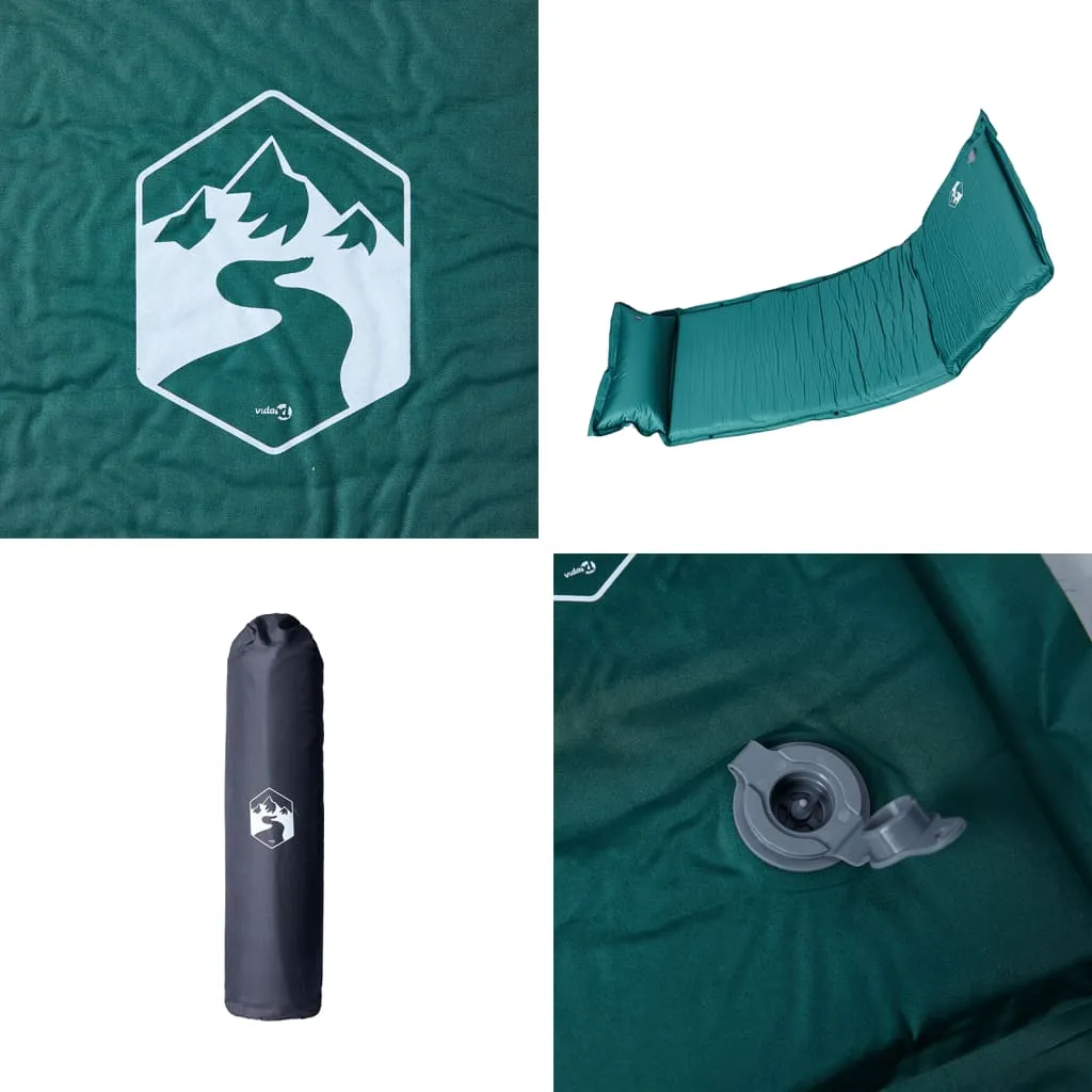 vidaXL Self Inflating Camping Mattress with Pillow 1-Person Green