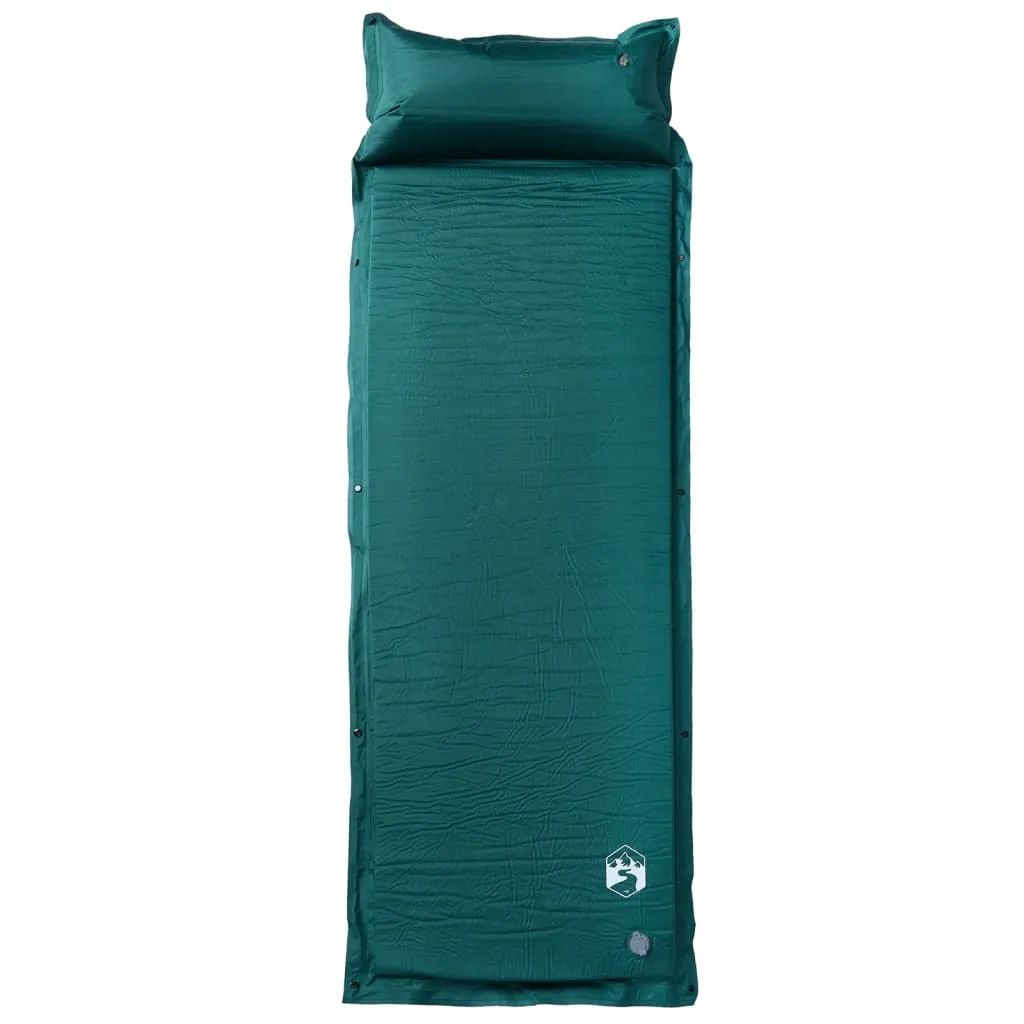 vidaXL Self Inflating Camping Mattress with Pillow 1-Person Green