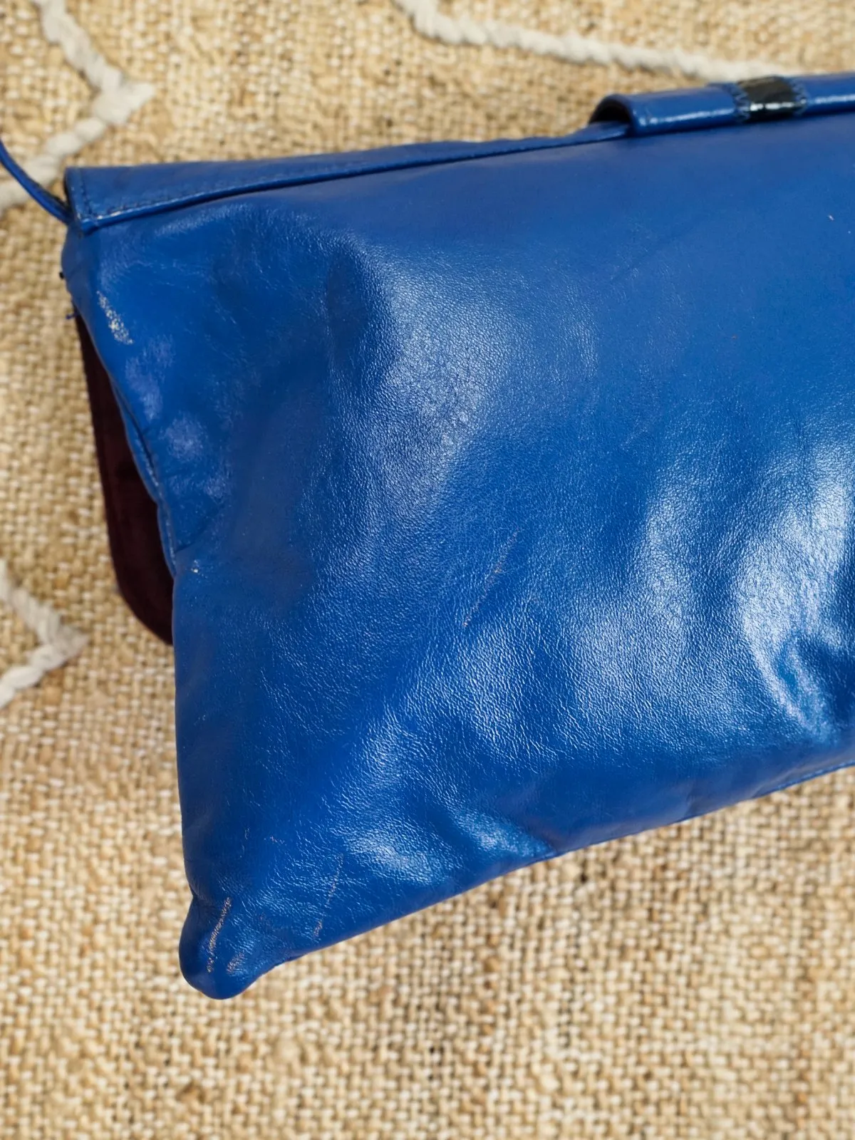 Vintage Cobalt Snakeskin Leather Bag