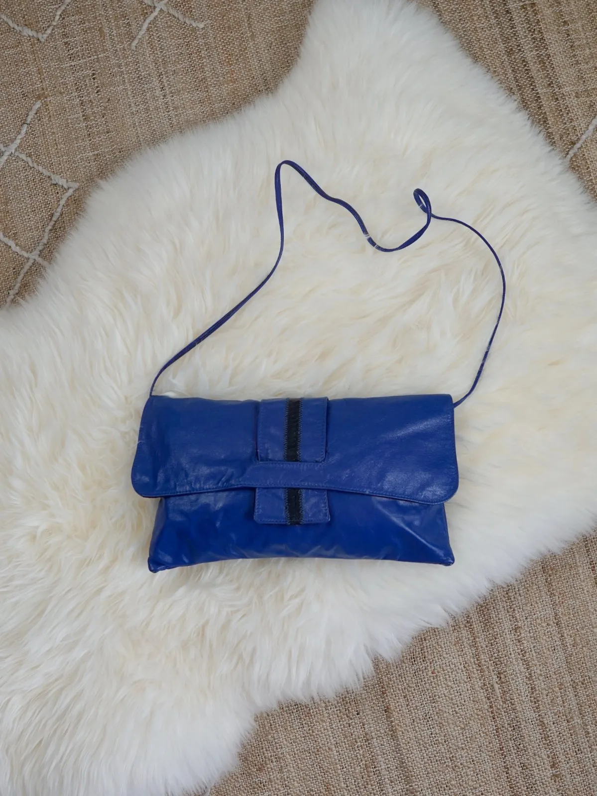 Vintage Cobalt Snakeskin Leather Bag