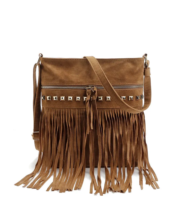 Vintage Rivet Tassel Crossbody Bag