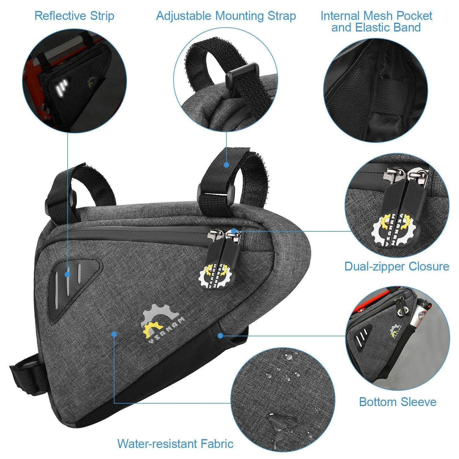 Waterproof Bike Triangle Bag Bicycle Frame Bag Tube Bag Cycling Bike Tools Storage Bag Pack for Mountain Road Bike