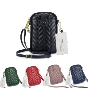 Women's genuine cowhide leather handphone bag Mirren Chevron design