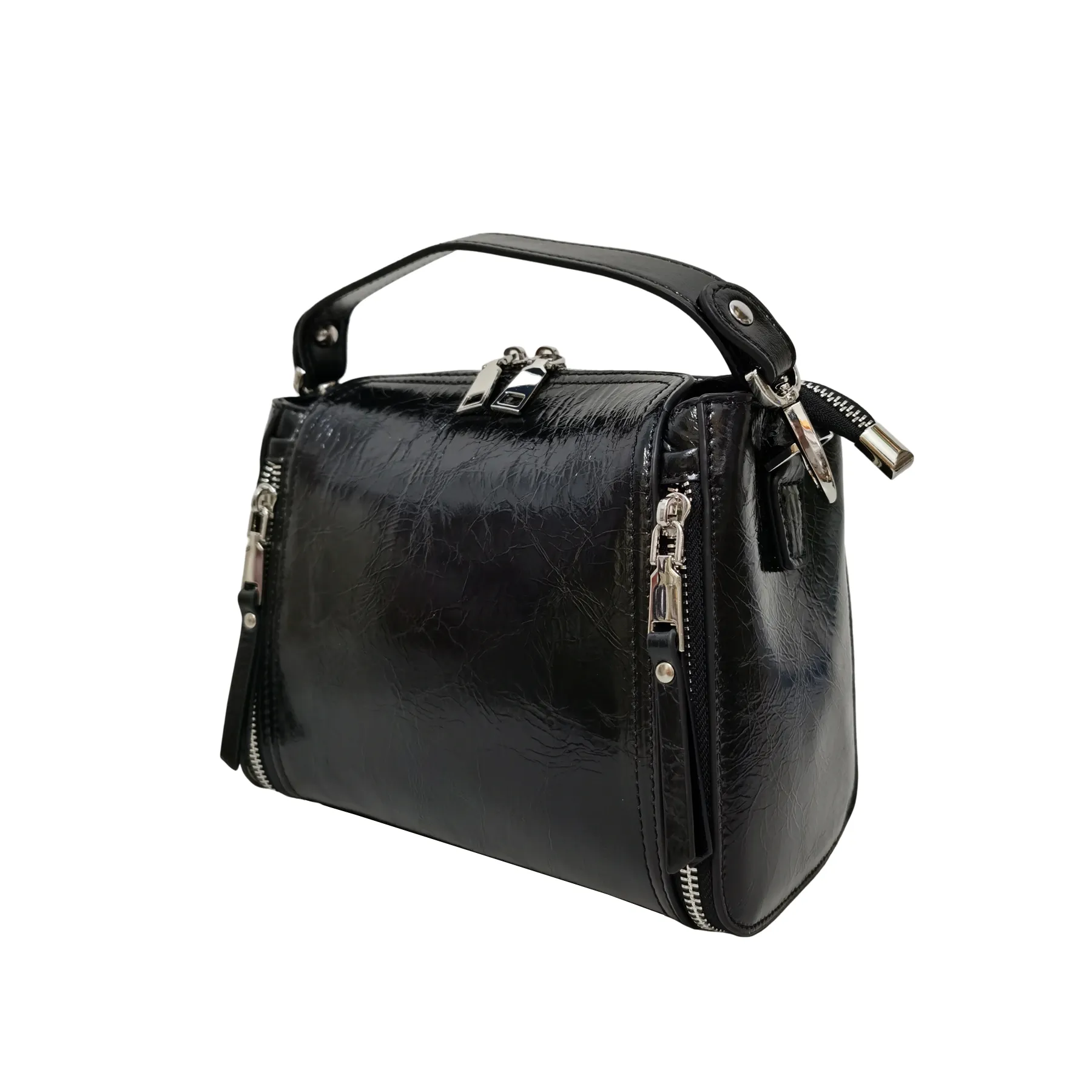 Women's genuine waxed cowhide leather handbag Boling design