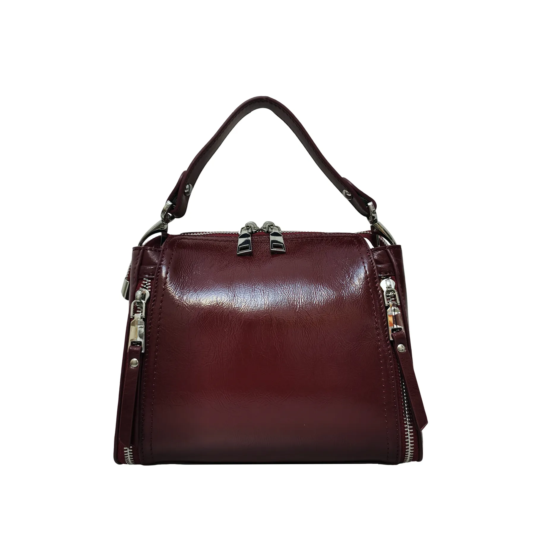 Women's genuine waxed cowhide leather handbag Boling design