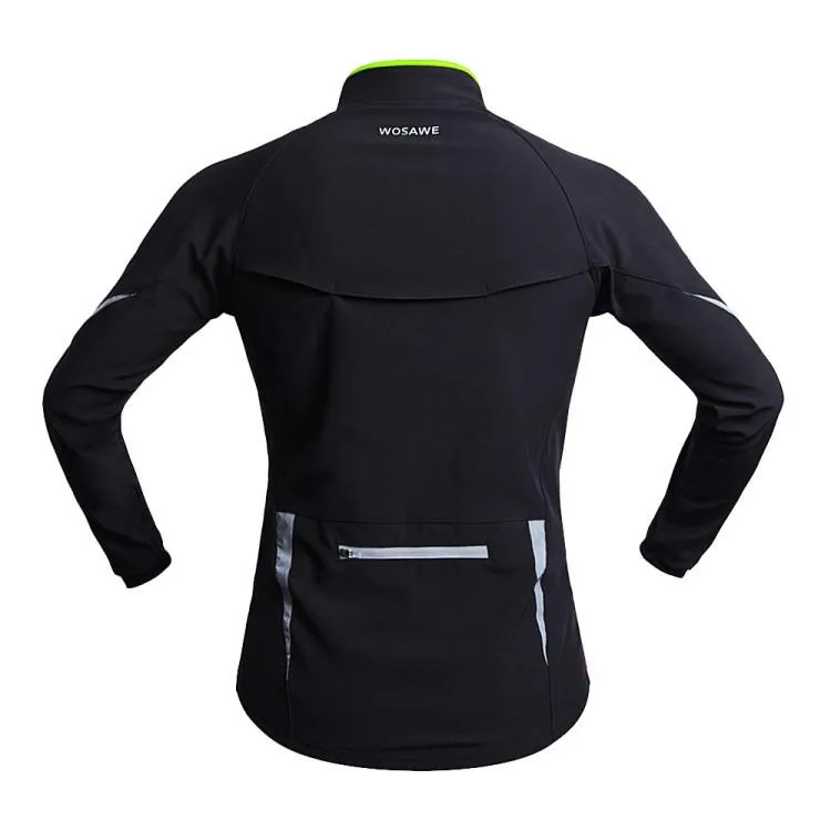 WOSAWE Warm Winter Fall Black Green Long Sleeve Cycling Jersey