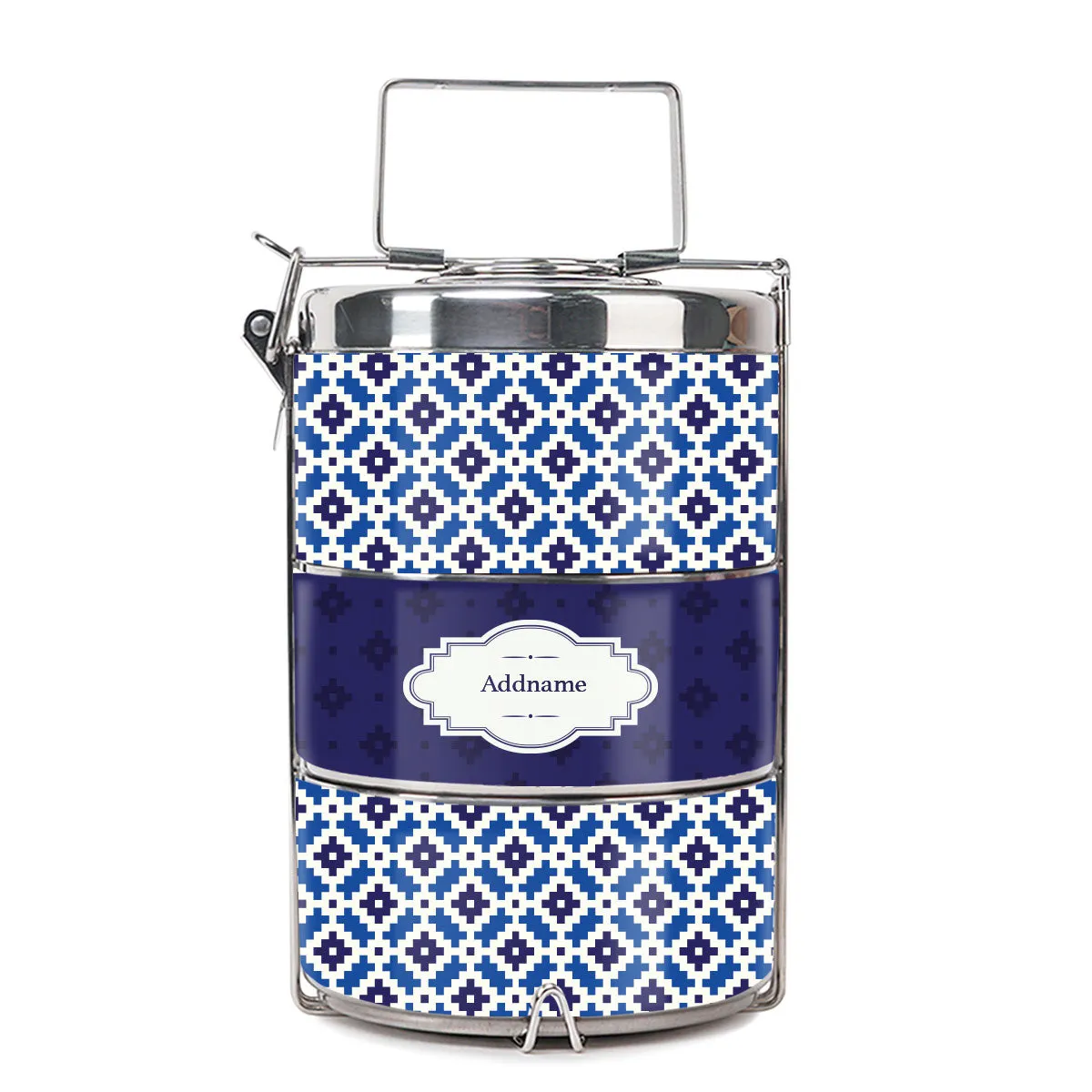 Zellige Moroccan & Mosaic Series 3-Tier Premium Medium 13.5cm Tiffin Carrier [FREE Custom Add Name]